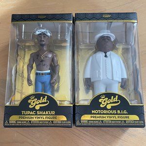 NIB Tupac Shakur & Notorious B. Set of Gold Funko Pop Series 1